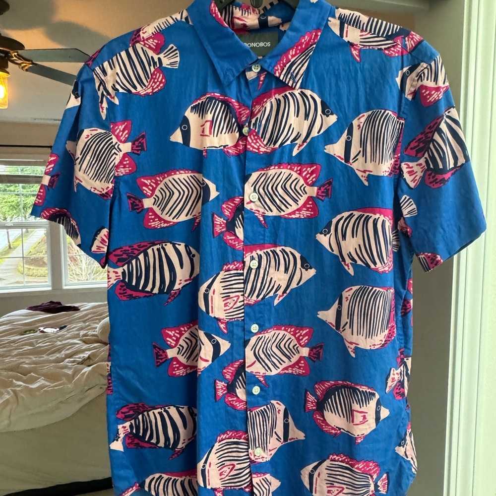 Bonobos Vibrant Blue Fish Print Men's Shirt